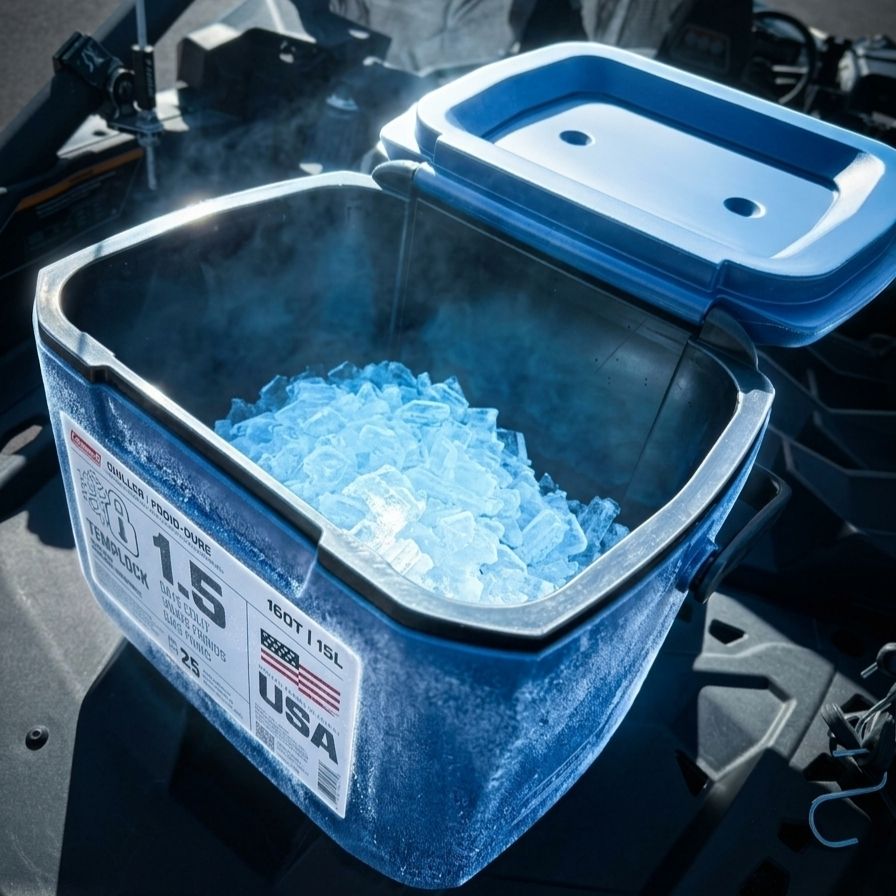 16-quart cooler packed with ice for your UTV adventure